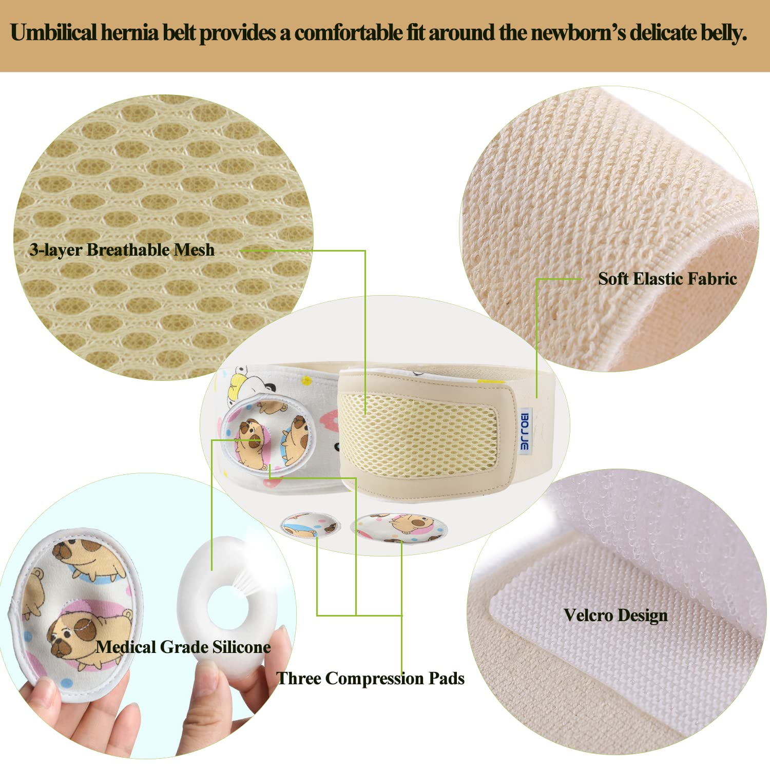 Umbilical Hernia Belt Baby/Infant Belly Button Band Wrap Truss Abdominal Binder for Children Kids Support Adjustable Navel Band Newborn Umbilical Cord 15-20 inch - Image 3